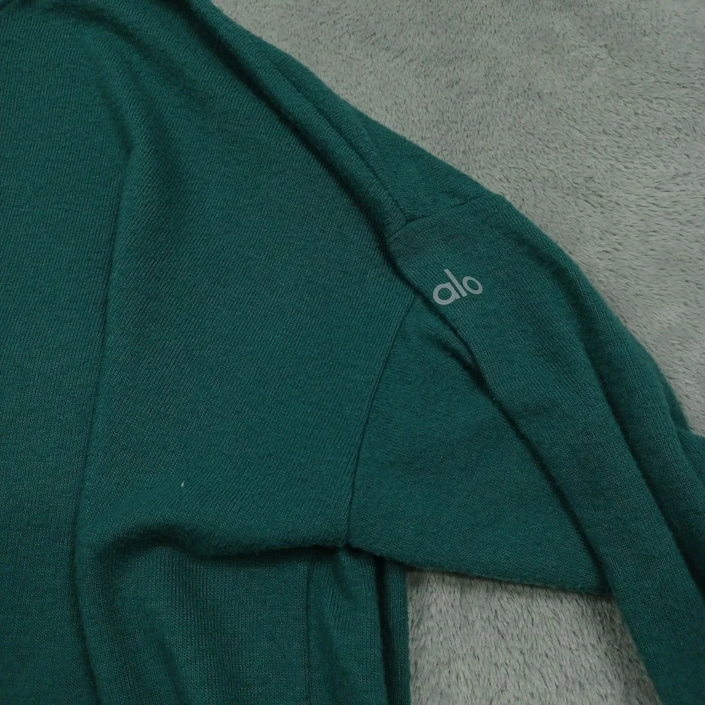 Alo Sweater Womens XS Green Soho Pullover Logo Long Sleeve Casual